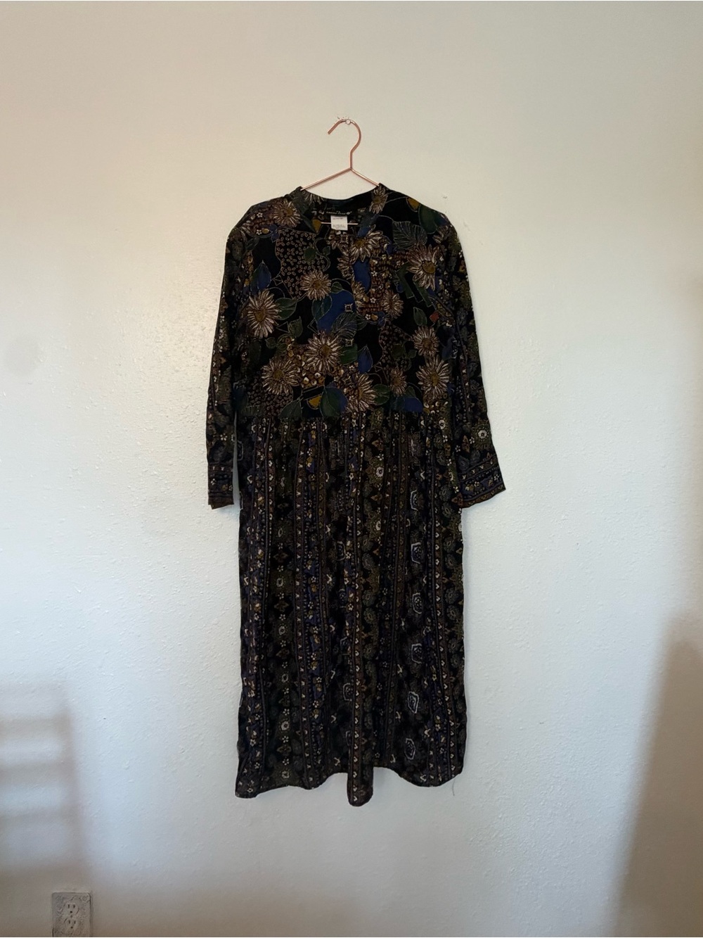 Carole Little Black Floral & Paisley Midi Dress